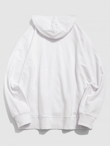 Letters Butterfly Print Kangaroo Pocket Hoodie