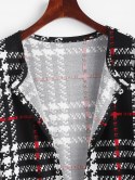 Long Plaid Open Front Coat
