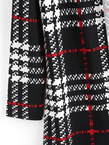 Long Plaid Open Front Coat