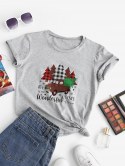 Marled Christmas Tree Car Print Tee