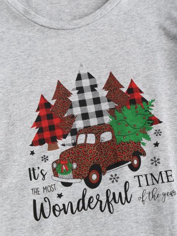 Marled Christmas Tree Car Print Tee