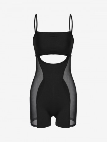 Mesh Insert Cut Out Unitard Romper