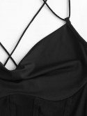 Mesh Panel Lace-up Draped Cami Bralette Top