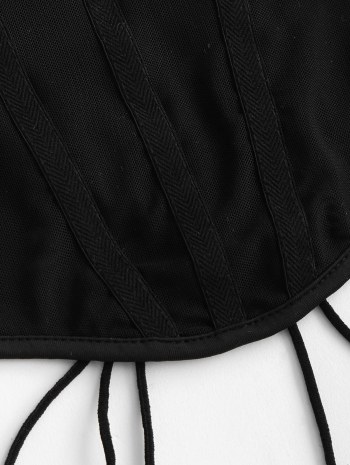 Mesh Panel Lace-up Draped Cami Bralette Top