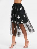 Midi Mesh Swan Embroidered Skirt