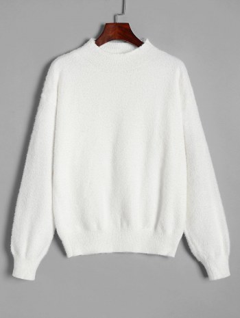 Mock Neck Fuzzy Sweater