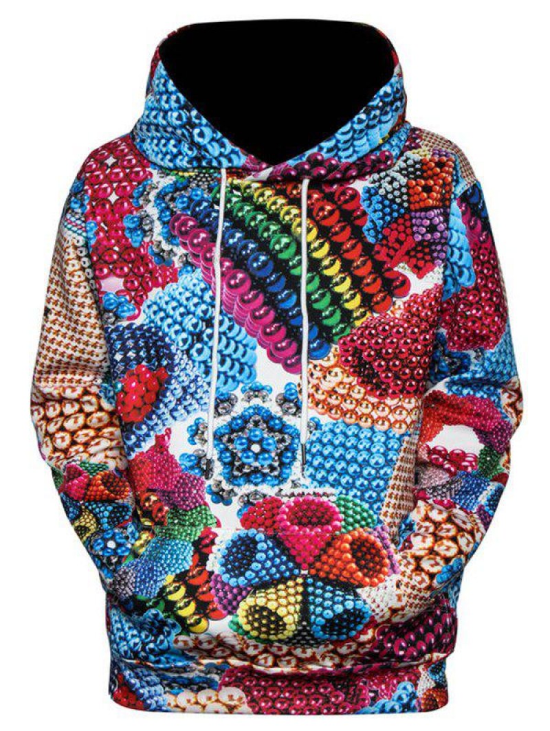 Multi Magnetic Balls Print Pullover Hoodie