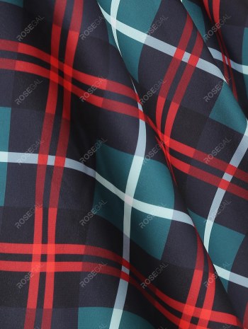 Off Shoulder Plaid Knotted Knee Length Dress