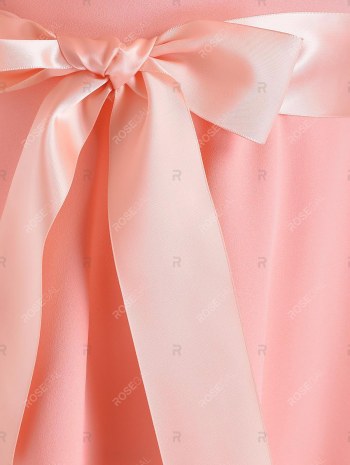 One Shoulder Bowknot Flounce Flare Dress