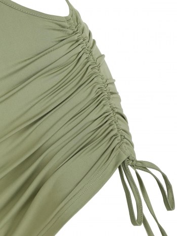 One Shoulder Cutout Ruched Slinky Mini Dress