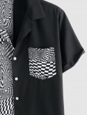 Op Art Print Colorblock Shirt