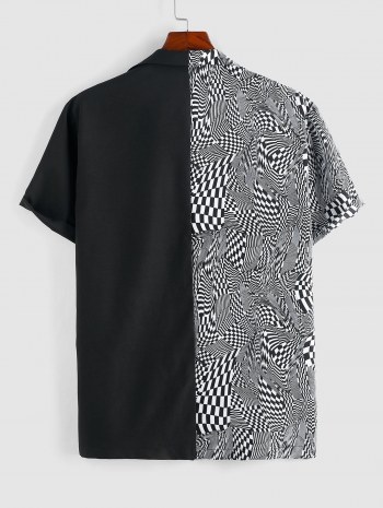 Op Art Print Colorblock Shirt