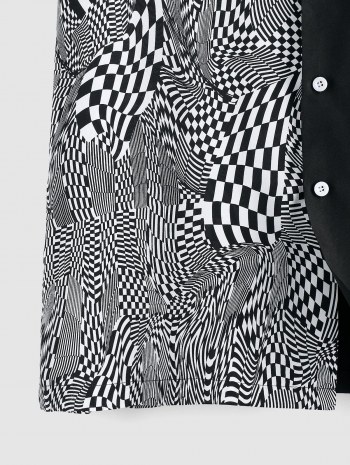 Op Art Print Colorblock Shirt