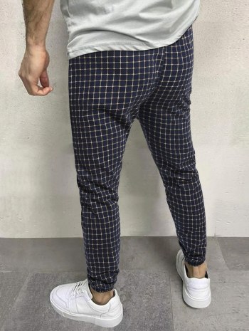 Plaid Pattern Casual Pants