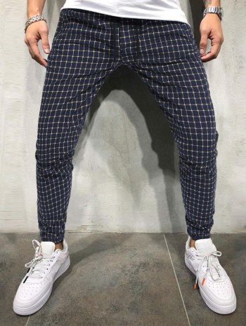 Plaid Pattern Casual Pants