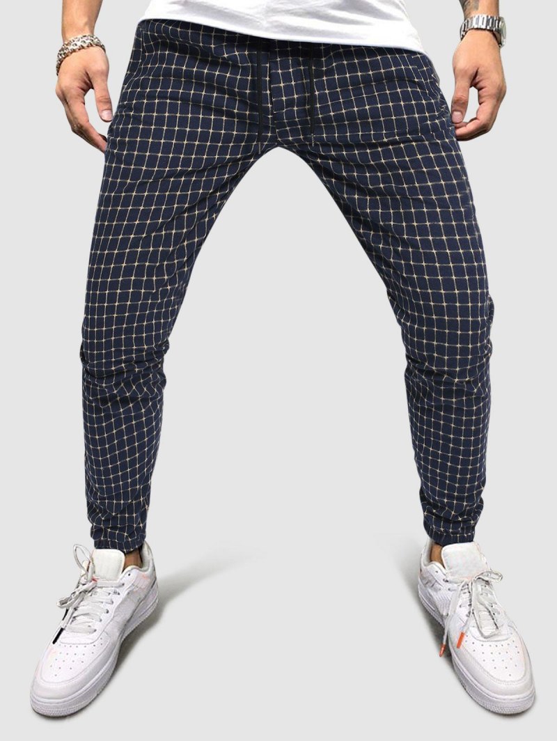 Plaid Pattern Casual Pants