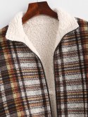 Plaid Teddy Lined Drop Shoulder Jacket