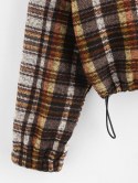 Plaid Teddy Lined Drop Shoulder Jacket