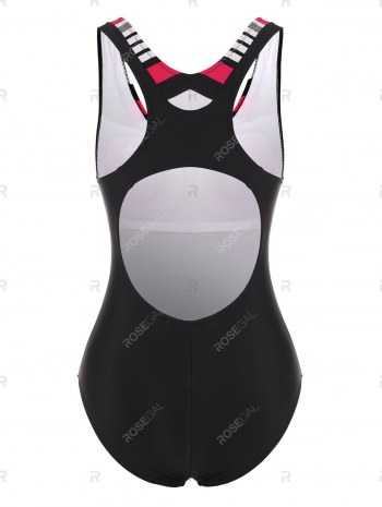 Racerback Striped Cutout One-piece Swimsuit