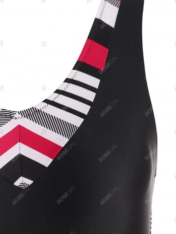 Racerback Striped Cutout One-piece Swimsuit