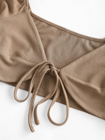 Raglan Sleeve Front Tie Cropped Tee