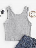 Rib-knit Letter Embroidered Crop Tank Top