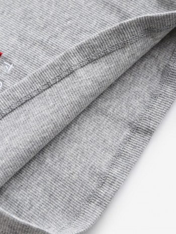 Rib-knit Letter Embroidered Crop Tank Top