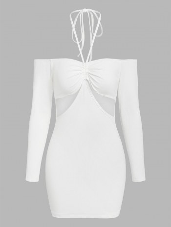 Ribbed Cinched Cut Out Slinky Dress