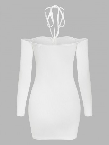 Ribbed Cinched Cut Out Slinky Dress