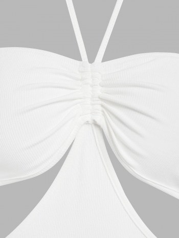 Ribbed Cinched Cut Out Slinky Dress