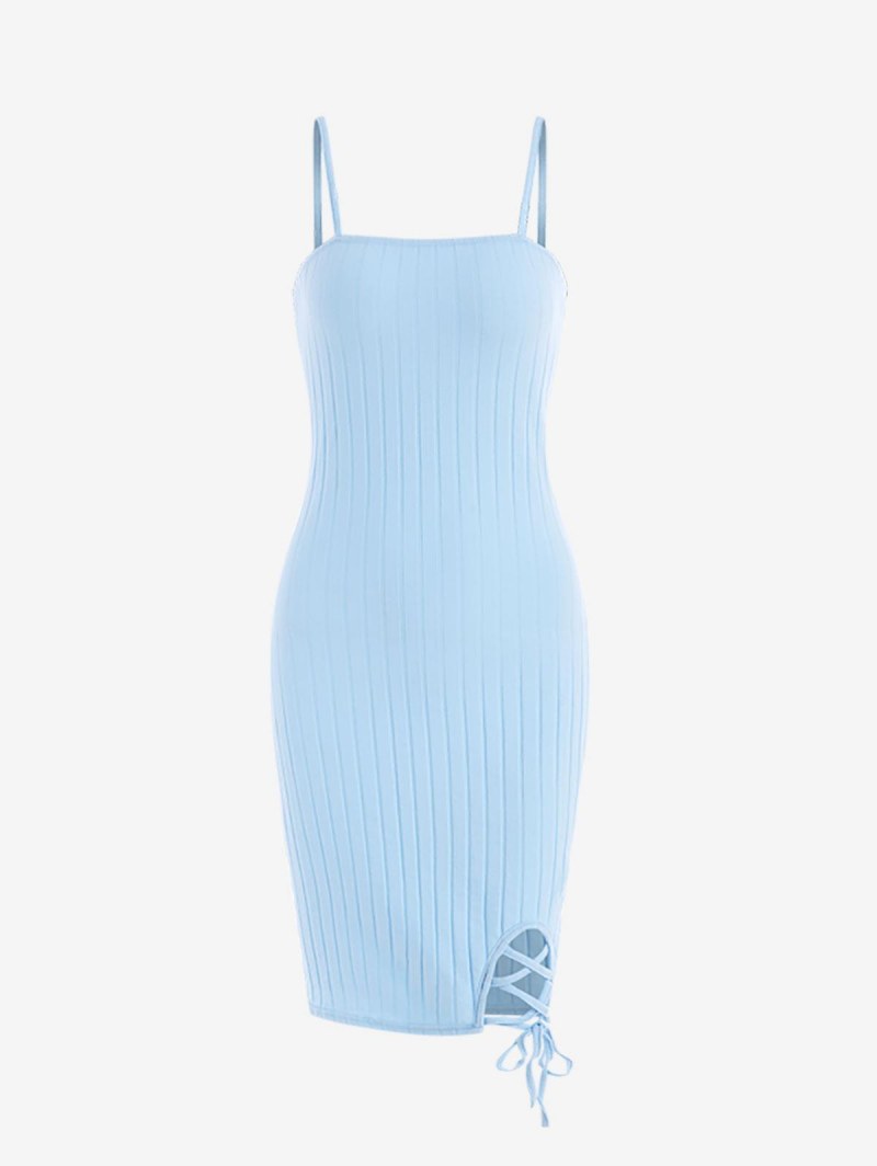 Ribbed Lace Up Bodycon Dress
