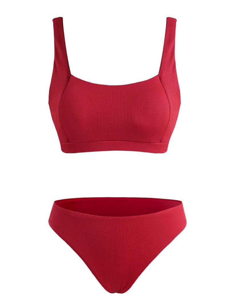 Ribbed Plain Tank Bikini Swimwear