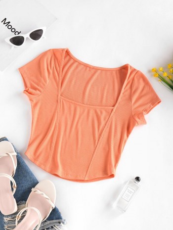 Ribbed Square Neck Crop Tee