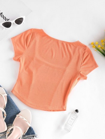 Ribbed Square Neck Crop Tee