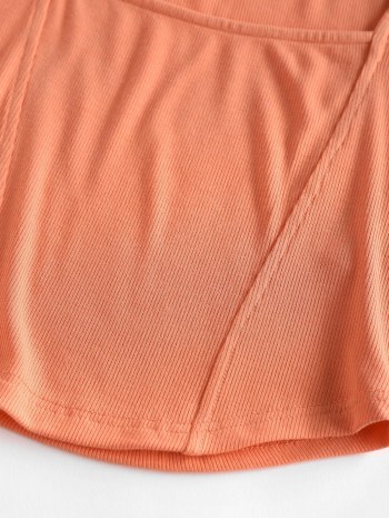 Ribbed Square Neck Crop Tee