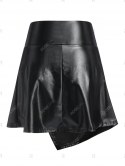 Rivet Detail Asymmetric Self Tie Faux Leather Skirt