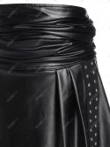 Rivet Detail Asymmetric Self Tie Faux Leather Skirt