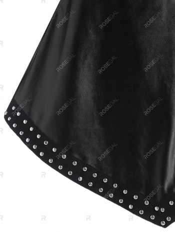 Rivet Detail Asymmetric Self Tie Faux Leather Skirt