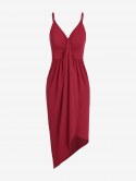 Ruched Draped Cami Asymmetrical Dress