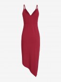 Ruched Draped Cami Asymmetrical Dress