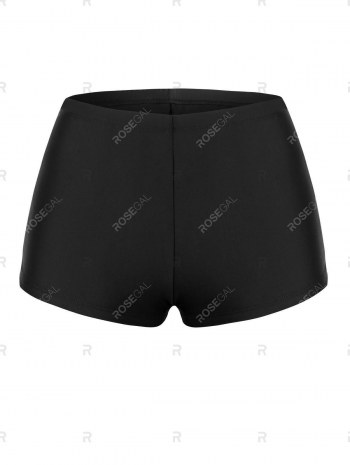 Ruffle Flower Hanky Hem Boyleg Tankini Swimwear