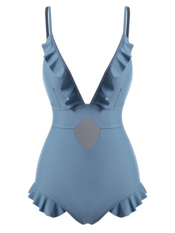 Ruffle Keyhole Cutout One-piece Swimsuit