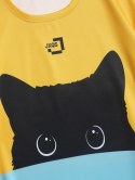 Short Sleeve Cat Colorblock T-shirt
