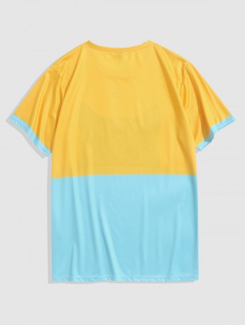 Short Sleeve Cat Colorblock T-shirt