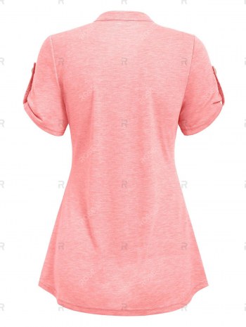 Short Sleeve Mock Button Heathered T-shirt