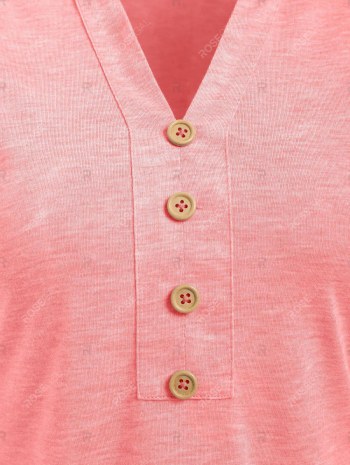Short Sleeve Mock Button Heathered T-shirt