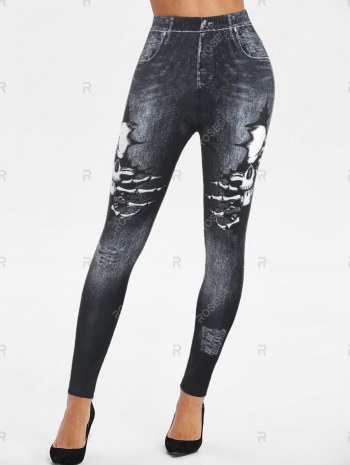 Skull Skeleton 3d Print Skinny Jeggings