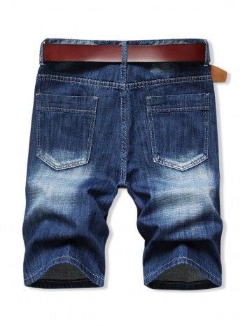 Solid Color Zip Fly Denim Shorts