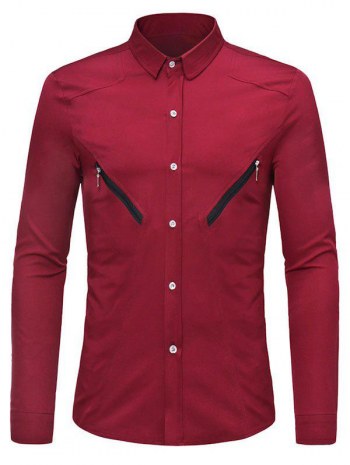 Solid Color Zipper Decoration Long-sleeved Shirt