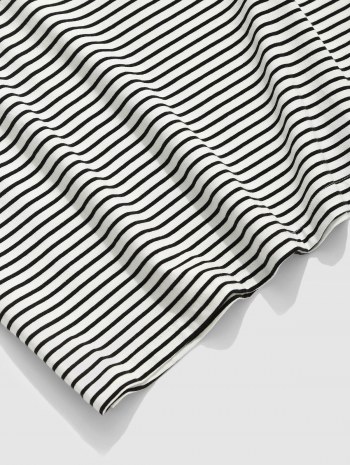 Stripe Print Rose Flower Letter Embroidered T-shirt